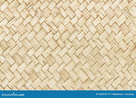 Old Bamboo Weaving Pattern Woven Rattan Mat Texture For Background And