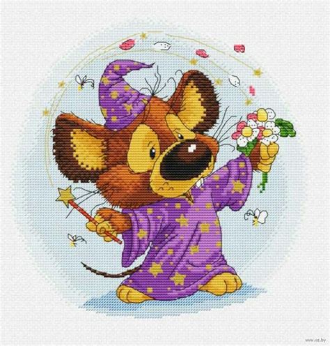 A Cross Stitch Pattern Of A Teddy Bear Dressed As A Wizard Holding A