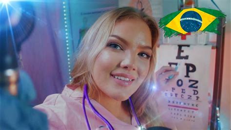 ASMR Exame dos Olhos Ouvido e Coração Oftalmologista