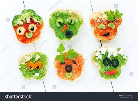 Funny Faces Sandwich Kids Breakfast Snack Stock Photo 632710472 ...