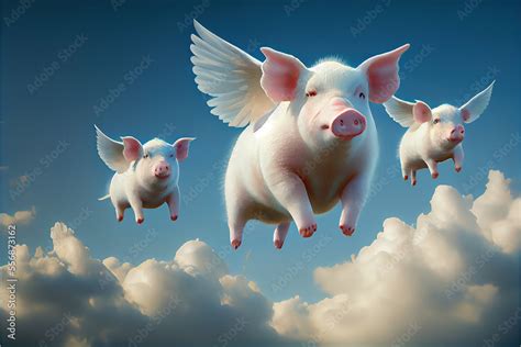 Stock Illustrationen When Pigs Fly Flying Piggies Pigs Flying In