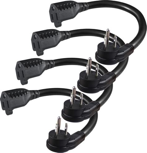 Amazon Pack Flat Plug Short Power Extension Cord Inch Black