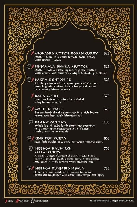 Menu Of Sultans Of Spice Blupetal Hotel Koramangala Bangalore