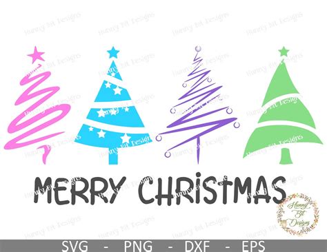 Christmas Trees Svg Merry Christmas Svg Colorful Trees Etsy