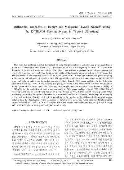 Differential Diagnosis Of Benign And Malignant Thyroid Nodules Using