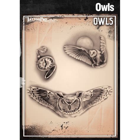 Airbrush Tattoo Pro Stencil Owls