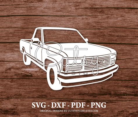 Svg Pickup Truck Gmc Sierra 1990 Silhouette Cut Files Designs Etsy España