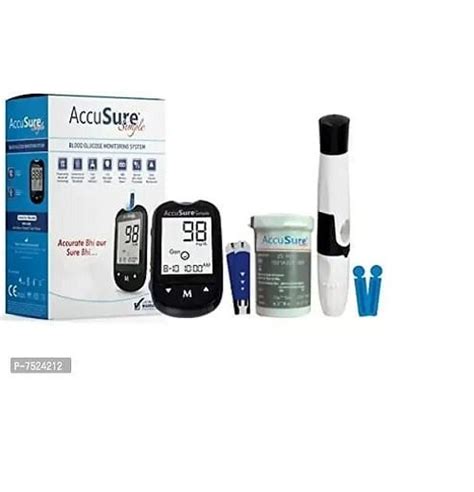 AccuSure Instant Digital Simple Glucometer Kit 7 Days 25 Strip At