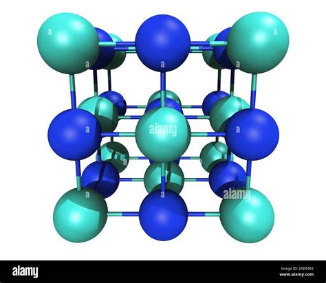 Model of the cubic crystal lattice of sodium chloride (pure common salt). The cubic crystal ...