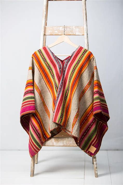 Ethnic Poncho Hippie Poncho Andean Poncho Handwoven Poncho Rustic