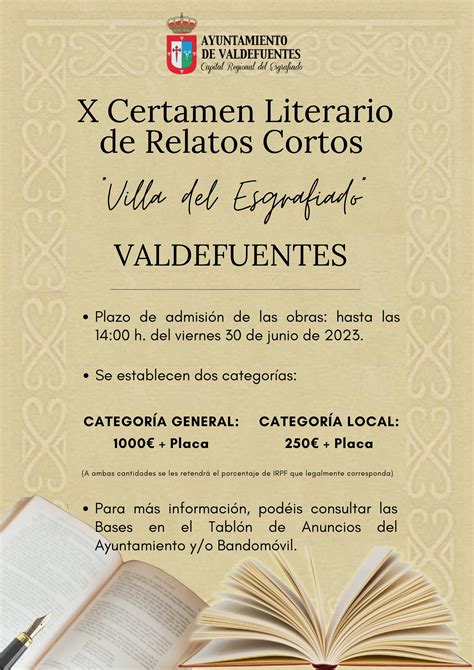 X Certamen Literario De Relatos Cortos Villa Del Esgrafiado