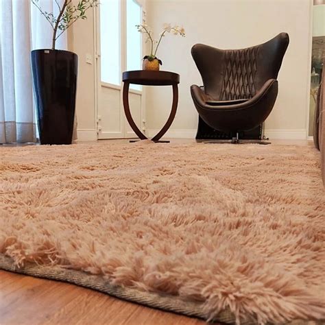 Tapete De Sala Peludo Macio 150x200 Bege Liso Shaggy Luxo SOFT DREAM