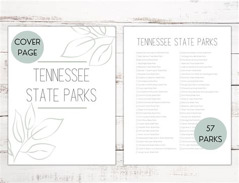 Tennessee State Parks And Recreation Checklist Printable Travel Journal Pages Etsy