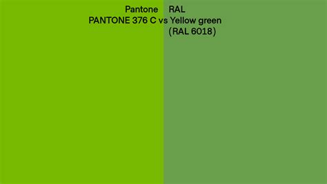 Pantone 376 C Vs RAL Yellow Green RAL 6018 Side By Side Comparison