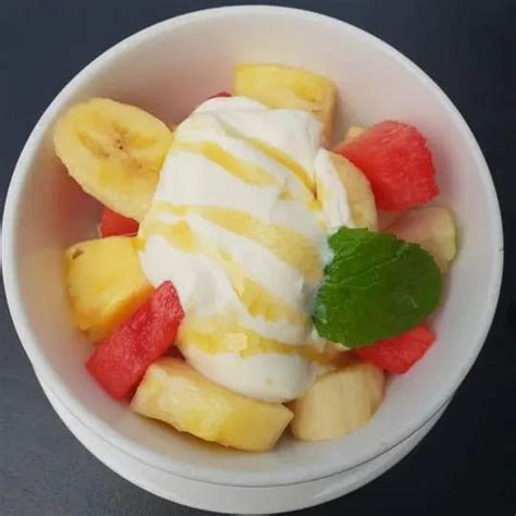 Gold Grid Menu Fruits Yoghurt