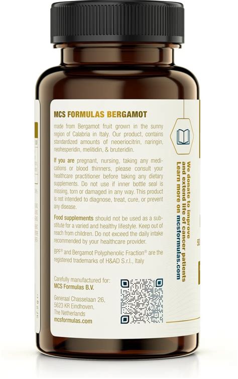 Citrus Bergamot 500 Mg 60 Vegetarian Capsules No Additives Bol