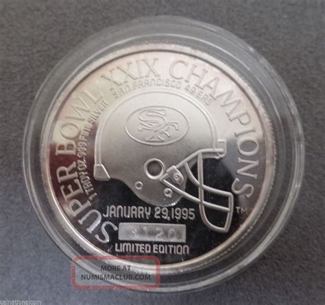 Superbowl 29 Champions San Francisco 49ers 1995 1 Oz. 999 Fine Silver