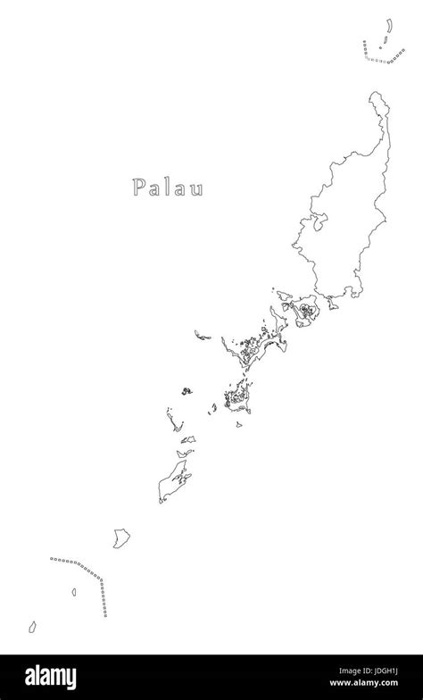 Palau Outline Silhouette Map Illustration With Black Shape Stock Vector