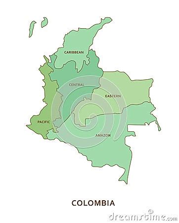 Colombia Regions Vector Geography Background Cartoondealer