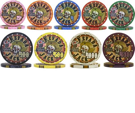 100 Nevada Jack Skulls Ceramic Poker Chips