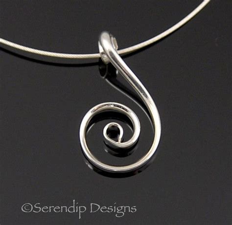 Argentium Silver Fibonacci Spiral Pendant Shiny Sterling Silver Spiral Necklace Silver Wave