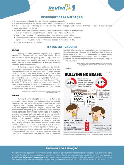 Tema 07 Revisa Mais 1 Como Combater A Pratica De Bullying Nas Escolas