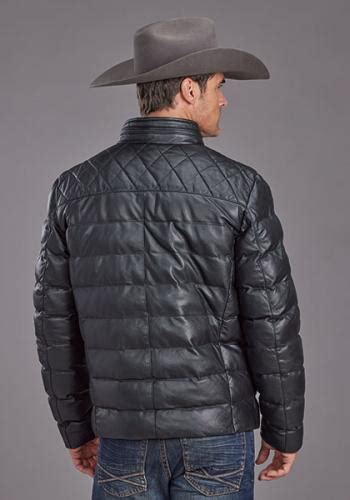 Stetson Mens Quilted Black Smooth Leather Jacket