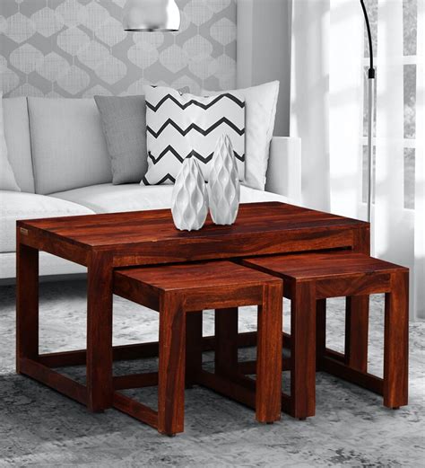 Buy Avian Solid Wood Nesting Coffee Table Set In Honey Oak Finish By