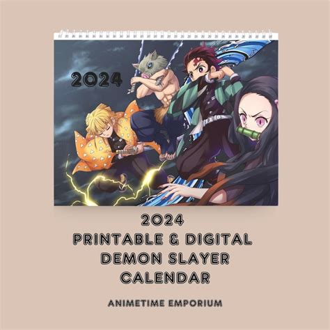 2024 Anime Calendar Demon Slayer 2024 Printable Wall Calendar Pdf File