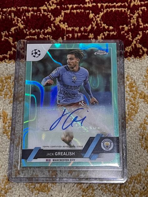 2022 23 Topps Chrome UEFA CLUB Competitions Jack Grealish Auto Teal