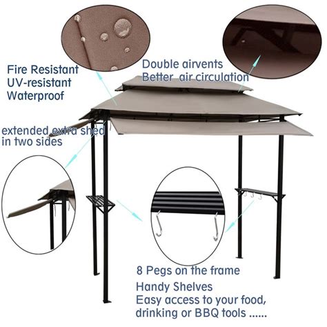 Bayfeve 8 Ft X 4 Ft Outdoor Grill Gazebo Rectangle Mushroom Metal