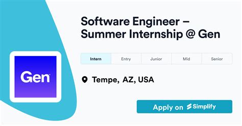 Software Engineer Summer Internship Gen Simplify Jobs