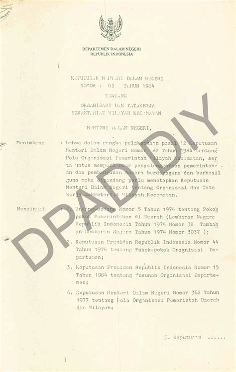 Surat Keputusan Menteri Dalam Negeri No 83 Tahun 1984 Tanggal 17