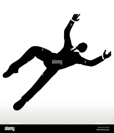 Vector Illustration In Silhouette Of Businessman Falling Stock Vector