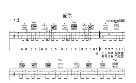 爱你吉他谱 高睿 精编版 弹唱六线谱 演奏音频示范 吉他帮