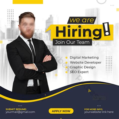 We Are Hiring Job Position Promotion Post Flyer Design Template Psd