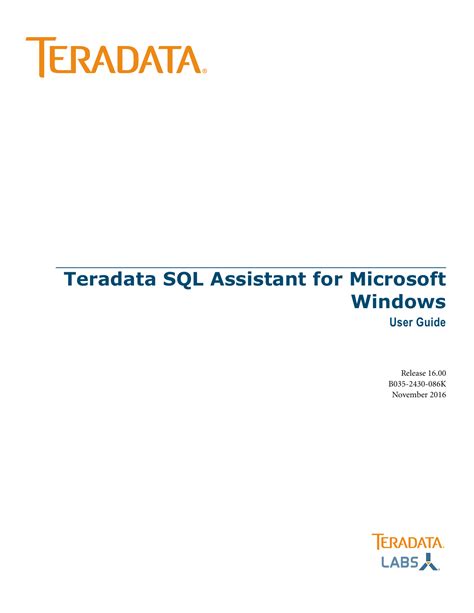 Teradata Sql Assistant For Microsoft Windows User Guide Manualzz