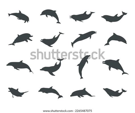 Dolphin Silhouettes Jumping Dolphins Silhouette Dolphin Stock Vector (Royalty Free) 2265487075 ...