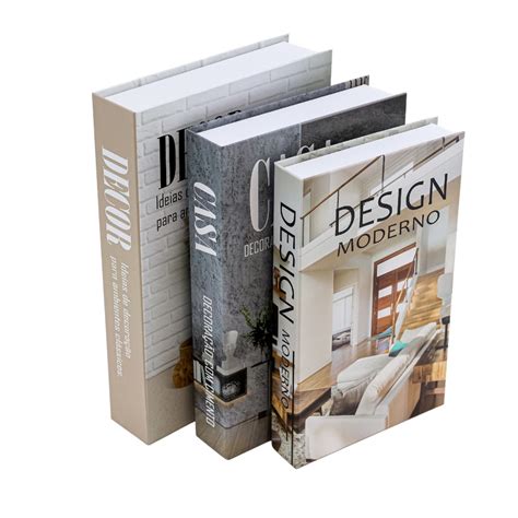 Conjunto Grande 3 Caixa Livro Fake Decorativo Desing Moderno Submarino