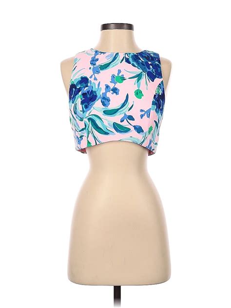 Lilly Pulitzer 100 Polyester Floral Multi Color Pink Sleeveless Blouse