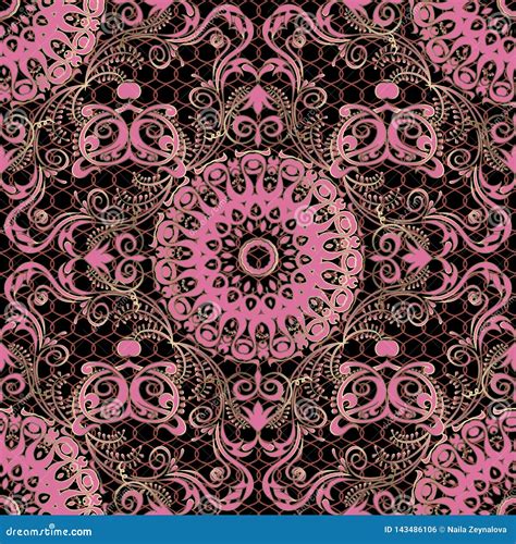 Arabesque Floral Vector Seamless Pattern Ornamental Lace Damask