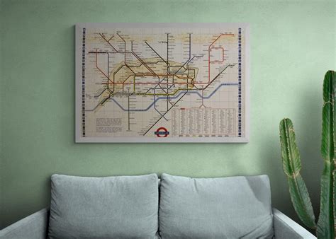 Retro London Underground Tube Map , Wall Art Framed Poster in Various