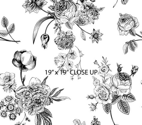 Wallpaper With Black and White Floral Prints Floral Wallpaper - Etsy