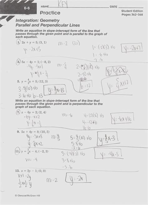 Linear Equations Worksheet Answer Key