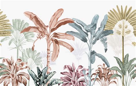 Vintage Wallpaper Tropical Plants Order Vintage Green Tropical Leaf