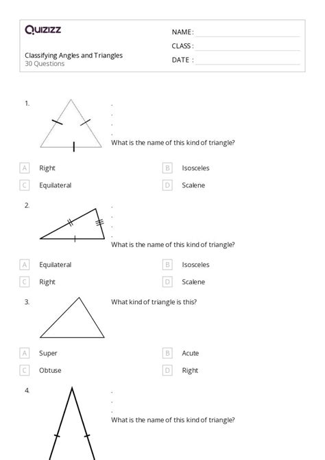 Classifying Angles Worksheets For Th Grade On Quizizz Free