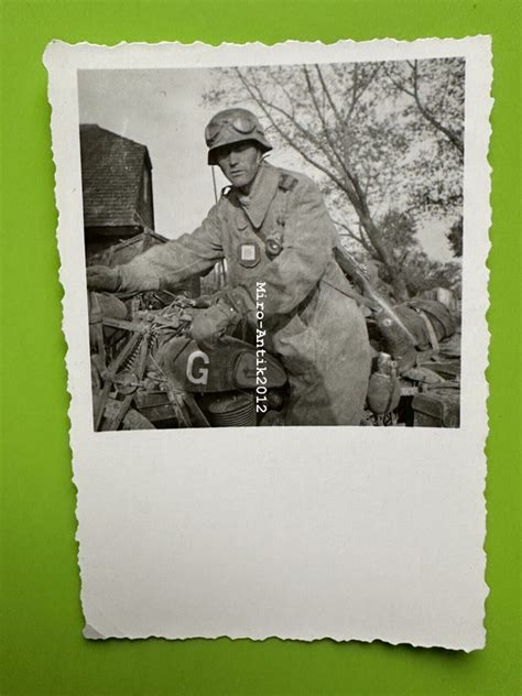 Foto Wk2 Kradmelder Der Panzergruppe Guderian Mit Stahlhelm 1941