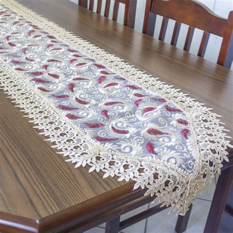 Caminho De Mesa Rendado 40x180cm Bege Vinho Shopee Brasil