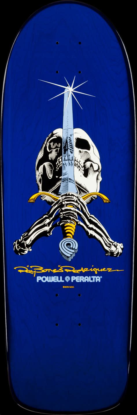 Powell Peralta Ray Bones Skull And Sword Skateboard Deck Blue 10 X 30