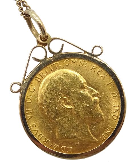 1910 Gold Full Sovereign Loose Mounted In 9ct Gold Pendant Hallmarked